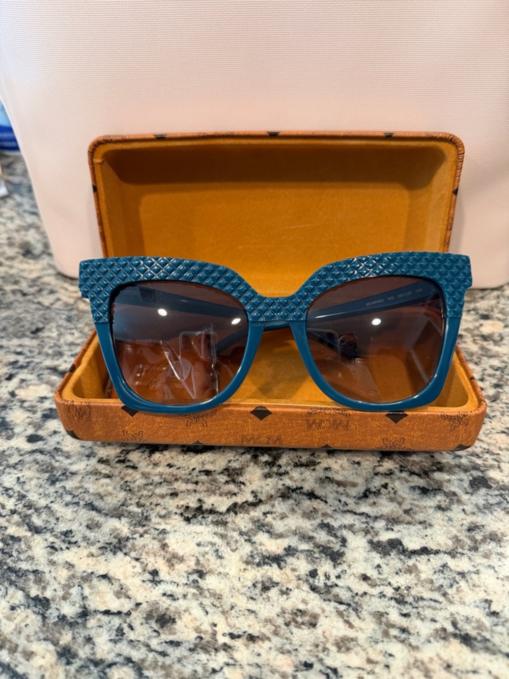 MCM Teal Textured Oversized Cat-Eye Sunglasses